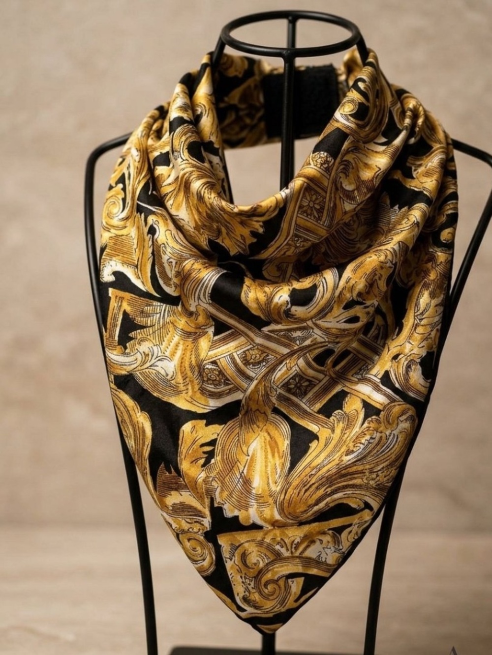 Rare Find : STUNNING Baroque Print Triangle Cowl Scarf / Bandana